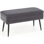 Taburet VELVA s úložným prostorem - kov, látka, šedá Halmar