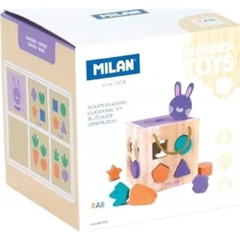 Hračka pro nejmenší Kostka "Králíček" s prvky k přiřazování, MILAN dřevěná hračka