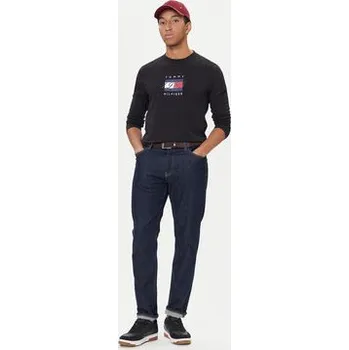 Pánské oblečení Tommy Hilfiger S dlouhým rukávem Linear Flag MW0MW41497 Černá Regular Fit M