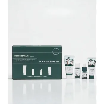 Kosmetická sada Round Lab - Pine Calming Cica Trial Kit - Zklidňující mini sada pro citlivou pleť - Čisticí pěna 30ml + Toner 20ml + Ampule 10ml + Krém 20ml