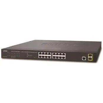 Switch Planet GS-4210-16T2 Switch, L2/L4, 16x 1000Base-T, 2x SFP, Web/SNMPv3, VLAN, QoS, IPv6, fanless