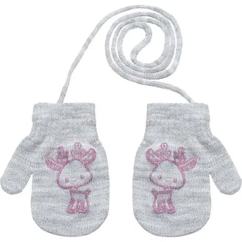 Rukavice BE SNAZZY Pletené zimní rukavice se šňůrkou sobík 9 - 12 měsíců Sv. šedá