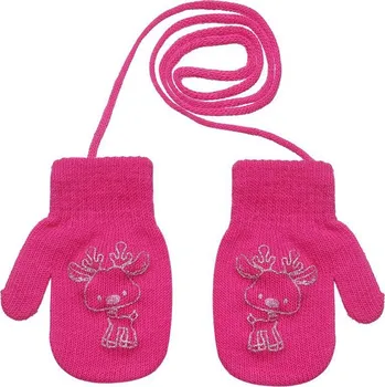Rukavice BE SNAZZY Pletené zimní rukavice se šňůrkou sobík 9 - 12 měsíců Fuchsie