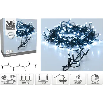 Vánoční dekorace Světelný řetěz 240 LED studená bílá, délka 18 m, venkovní. použití, 230V