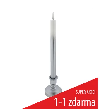 Svíčka Dlouhá LED svíce - bílo-stříbrná HOME DECOR HD-119SS