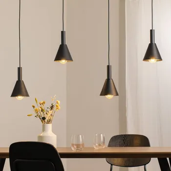 Argon Závěsná lampa Norte, černá/zlatá ocel délka 114 cm, 4 světla - Ø stínidla 14 cm; délka stínidla 110 cm, šířka 4 cm, výška 2,5 cm 4 x 15 W LED - Doprava zdarma