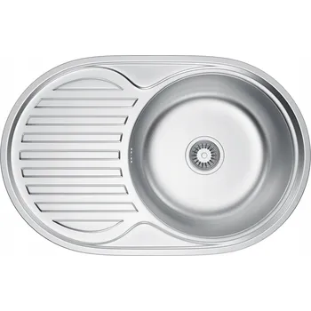 Nerezový dřez Nerezový dřez 77x50 cm oválný s odkapávačem jednokomorový stříbrný