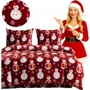 Povlečení Povlečení z fleece fleece XmasCozy 220x200 velur vánoční sněhuláci a sněhové vločky