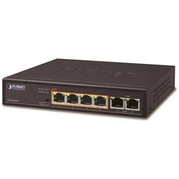 Switch Planet FSD-604HP Switch, 4x PoE 802.3at 60W+ 2x 100Base-TX, VLAN, extend mód 10Mb/s do 250m, fanless, ESD