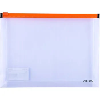 Pořadač/Organizér A4 na zip Deli oranžový, horizontální, 245×180×17 mm