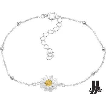 Náramek Náramek na nohu Kopretina & kuličky stříbro 925 2972