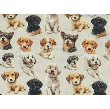 Bavlněná látka Štěňátka - digitální tisk