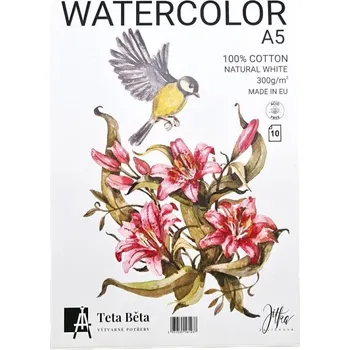 Blok Akvarelový blok Teta Běta A5 100% Bavlna 300g CP Lepený J. Zajíčková