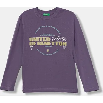 Dětské bavlněné tričko s dlouhým rukávem United Colors of Benetton 3I1XC10Q3.G.seasonal fialová 45X, vel. 120
