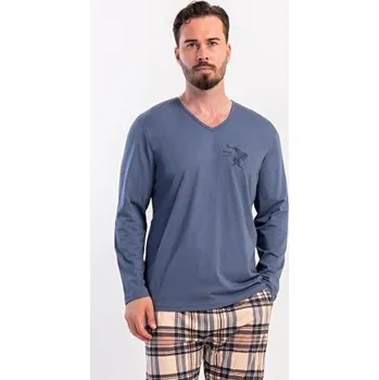 Pánské pyžamo Pánské pyžamo dlouhé vienetta Secret Paul tmavě šedá XL