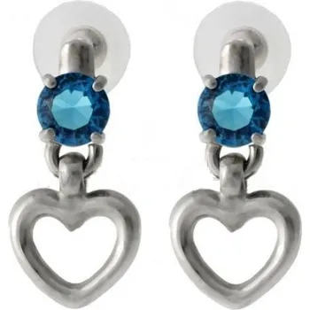 Náušnice Náušnice ocel srdce modré kamínky 58 (Náušnice z chirurgické oceli)
