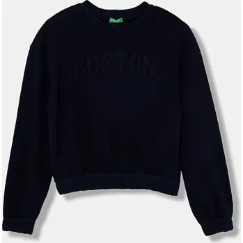 Chlapecká mikina Dětská bavlněná mikina United Colors of Benetton tmavomodrá barva, s aplikací, 33NVC10Q8 33NVC10Q8.G.seasonal 59X, vel. 140