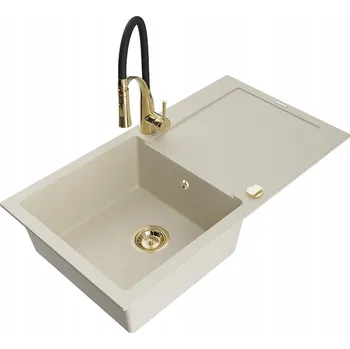 Granitový dřez Jednokomorový granitový dřez Mexen Leo, béžový