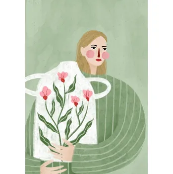 Plakát Plakát, Obraz - The Woman With Pink Vase, Bea Muller