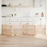 vidaXL Psí branka s dvířky, skládací, 4 panely, 320 cm, topolové dřevo