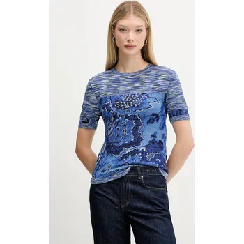 Dámské tričko Tričko Desigual DANAE dámské, modrá barva, 25WWTF04 55X, vel. XS