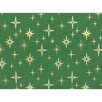 Bavlněná látka Zlaté hvězdy na zelené