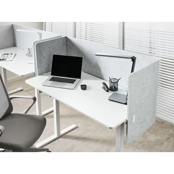 Psací stůl Stolová přepážka šedá PET materiál látkový potah 120 x 60 cm akustický oddělovač na pracovní stůl domácí kancelář Beliani