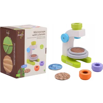 Dřevěná hračka JOUECO Dřevěný mikroskop pro děti - 3 čočky