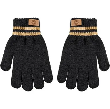 Rukavice BE SNAZZY Dětské pletené prstové rukavice s nášivkou 6 - 8 let Černé