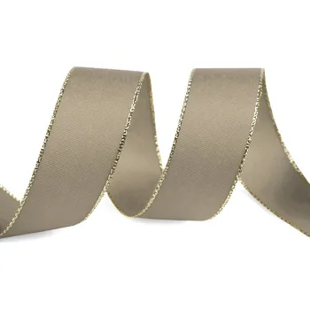 Stuha Stuha taftová šíře 25 mm s lurexem Varianta: 741 šedobéžová zlatá, Balení: 10 m