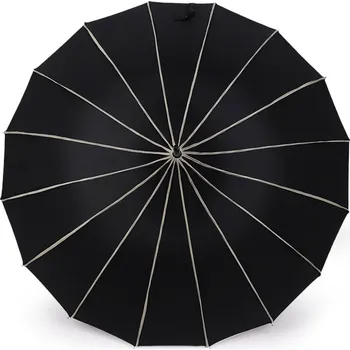 Dámský deštník pagoda s koženou rukojetí Varianta: 2 černá krémová, Balení: 1 ks