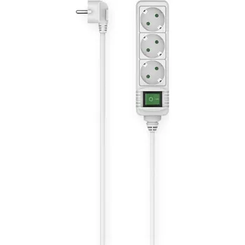 Prodlužovací kabel Hama prodlužovací přívod s vypínačem, 3x zásuvka schuko, 1,4 m, bílý