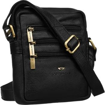 pánská taška přes rameno se zipy na přední straně Barva: Černá