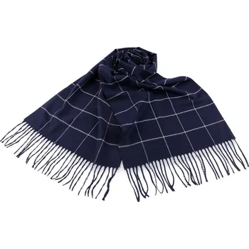 Šála Pánská šála s třásněmi káro 30x175 cm, barva 2 modrá tmavá