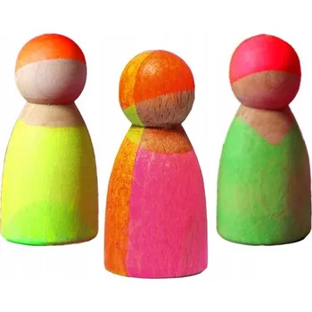 Dřevěná hračka Dřevěné Stavebnice Figurky pro děti 3 ks Montessori Neon GRIMM'S