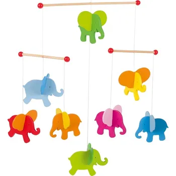 Kolotoč nad postýlku GOKI Dřevěný závěsný kolotoč Sloni