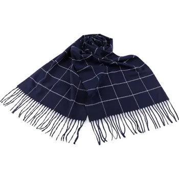 Šála Pánská šála s třásněmi káro 30x175 cm, malé, 2 modrá tmavá