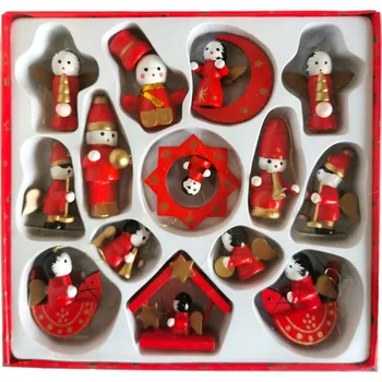 Vánoční dekorace DŘEVĚNÉ PŘÍVĚSKY FIGURKY andělé Mikuláš dekorace