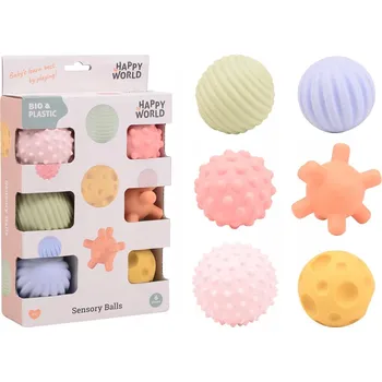 Hračka pro nejmenší Senzorické kuličky pro miminka podporující rozvoj dítěte Happy World