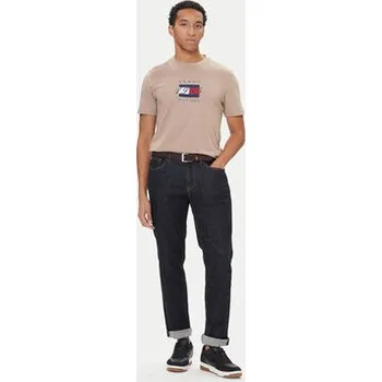 Pánské tričko Tommy Hilfiger T-Shirt Linear Flag MW0MW41338 Béžová Regular Fit XS