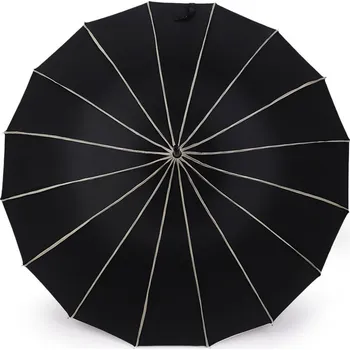 Deštník Dámský deštník pagoda s koženou rukojetí, barva 2 černá krémová