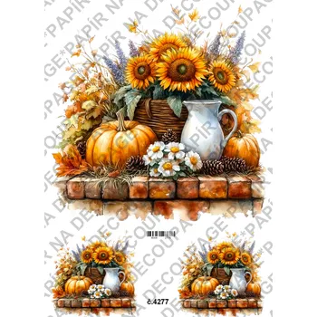 Umělecký papír Rýžový a soft papír na decoupage - Podzimní dekorace - KB04277 Materiál: Rýžový papír, Rozměr: A4