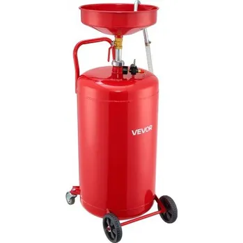 VEVOR 95L nádrž na odpadní olej, přenosná pneumatická odkapávací nádrž na olej s nastavitelnou výškou trychtýře, průmyslová odkapávací nádrž na kapaliny s kolečky, odvodnění kapalin a paliva pro autoservisy, červená