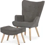 Vikio Křeslo ušák s podnožkou hnědá látka AKR119L