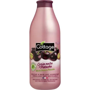 Koupelová kosmetika Cottage Moisturizing Shower Gel & Bath Milk - Black Cherry & Pistachio sprchový gel a mléko do koupele 97% přírodní 750 ml