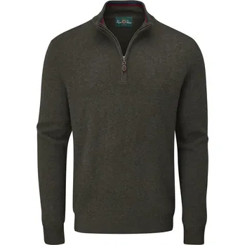 Pánský svetr ALAN PAINE - Streetly half zip se stojáčkem svetr pánský Seaweed Zelená|Hnědá XXL