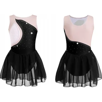 Body BALETNÍ TRIKOT S TYLOVOU SUKÝNKOU, ČERNÝ, VELIKOST 170, PRO VYSTOUPENÍ