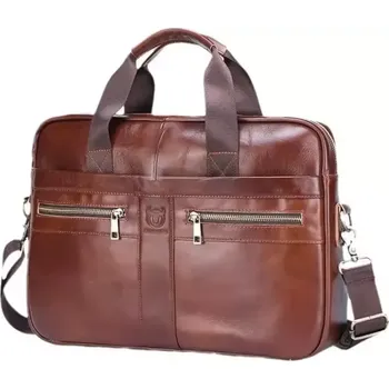 Bullcaptain pánská kožená brašna Faolán Hnědá s odlesky 11L