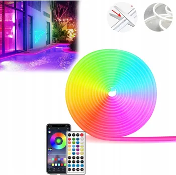 LED osvětlení 20m LED pásek RGB NEON FLEX 24V Ovládání Aplikací Dálkový Ovladač Napájecí zdroj IP65