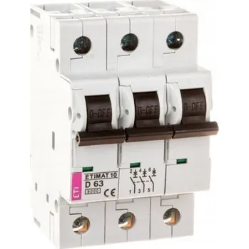 vypínač JIŠTIČ NADPROUDOVÝ 3P D63A 6kA AC ETIMAT 10 ETI 002155722